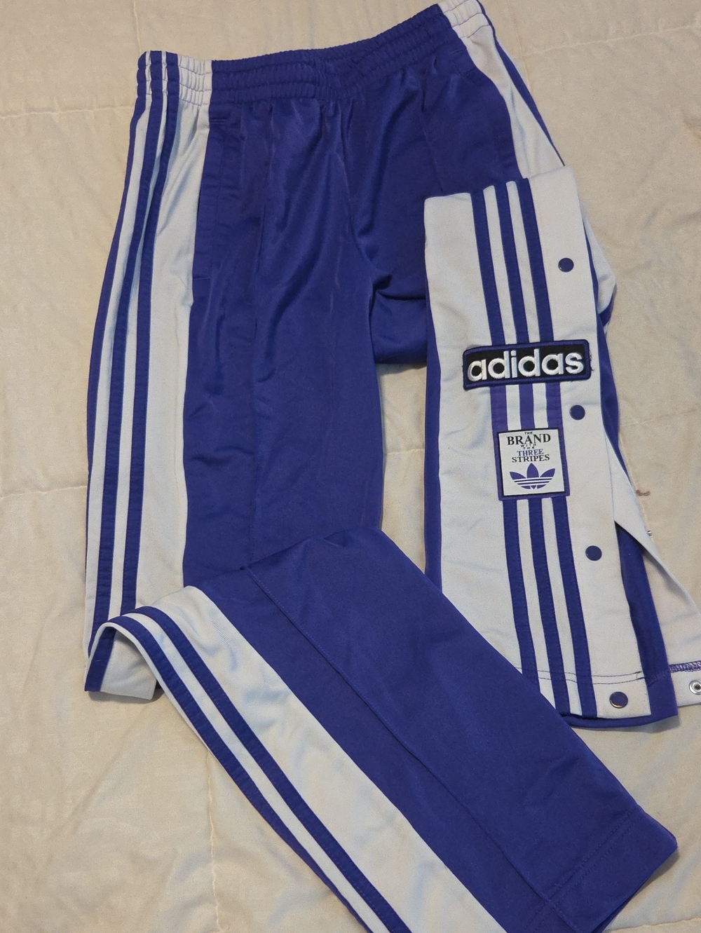 adidas Purple and White Snap Track Joggers